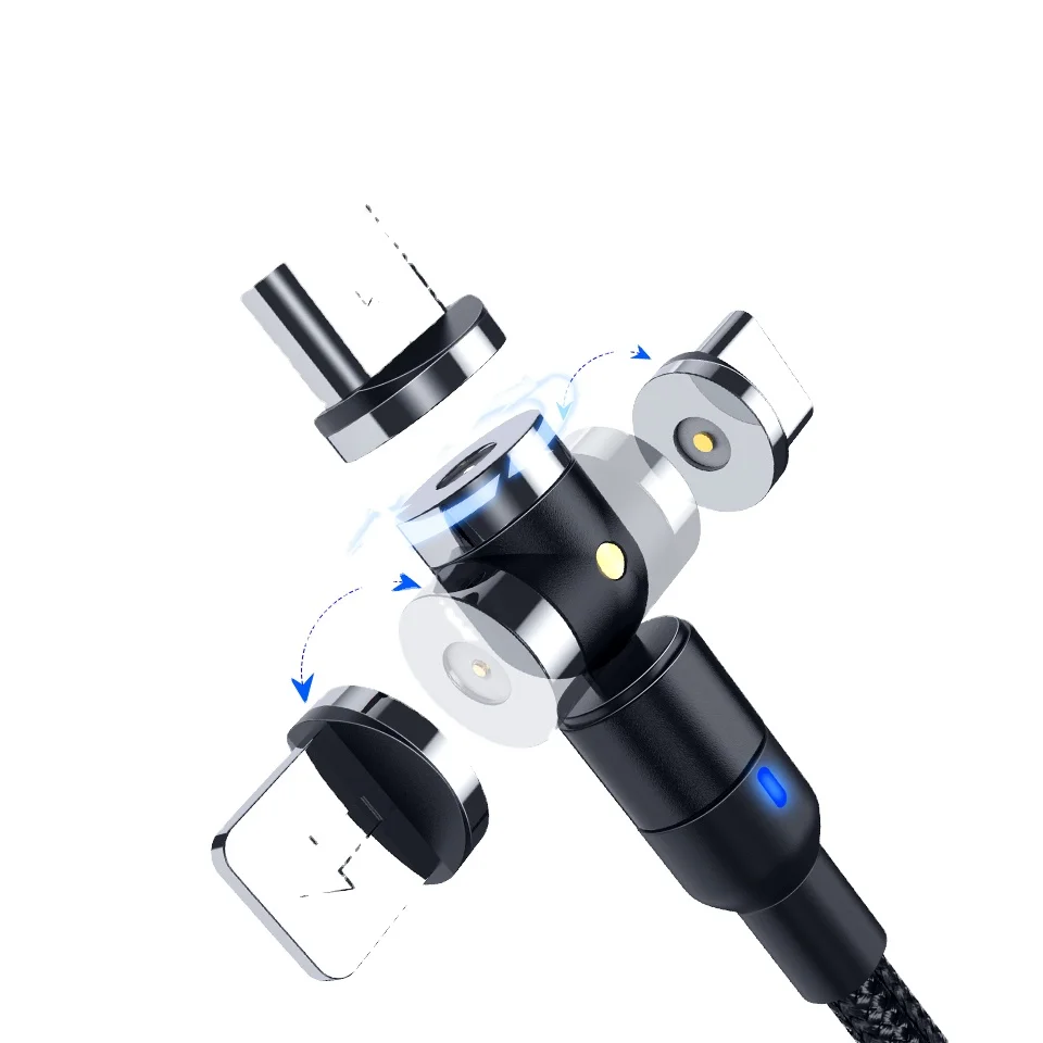 

2020 new data cables usb fast charging 540 degree 3 in1 magnetic charging cable usb data cable