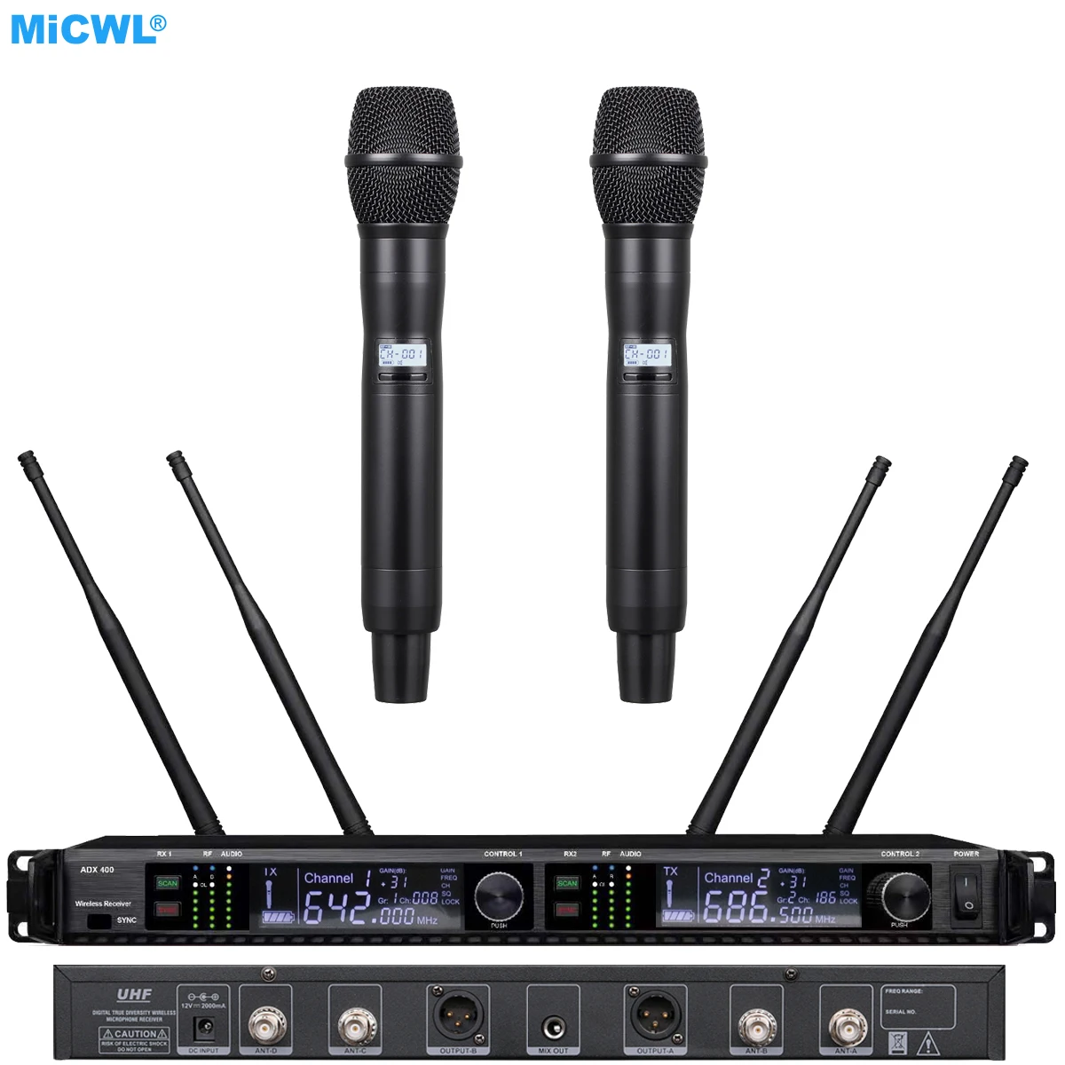 

High Technology Wireless DJ Karaoke Stage Vocal Concert Microphone System AD400 Dual Beta87 400 Channel UHF 500m Large