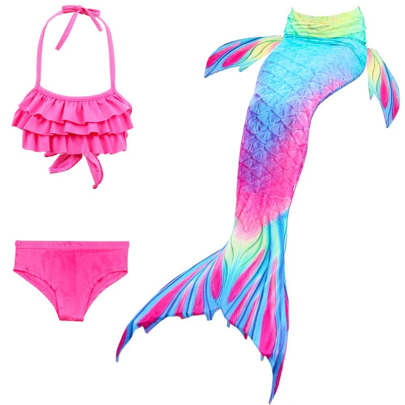 

Kids Children Mermaid Tails for Swimming Girls Party Cosplay Costume Mermaid Swimwear Tails Swimsuit 3Pcs Bikini Sets Party