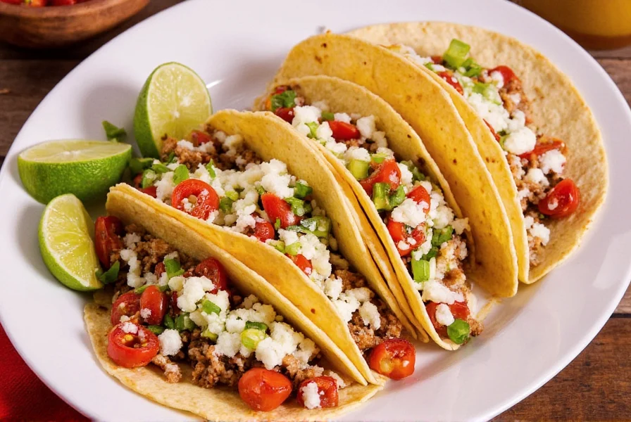 Authentic Mexican tacos with fresh toppings