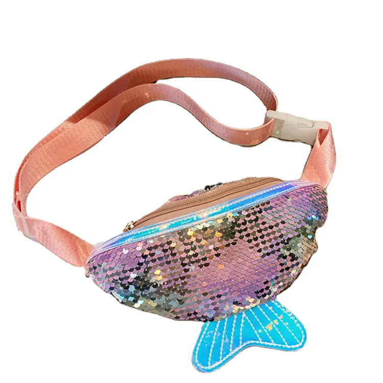 

rinonera Sequin glitter Mermaid little Girls children belt crossbody waist bag kids Fanny Pack