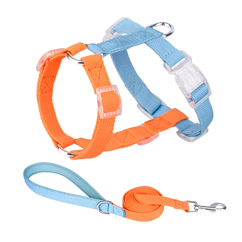 

Best Price Custom Clashing Colors Adjustable No Pull Nylon Pet Dog Harness and Leash Set