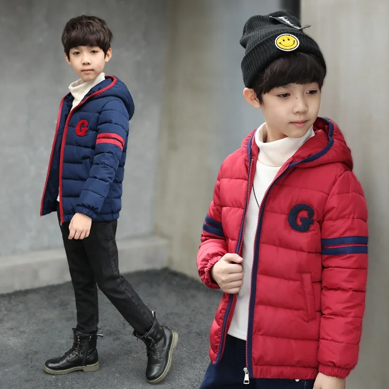 

Pinghu Fashion 2019 Chinese Manufacturer Stock Wholesale Winter Short Slim Style Hooded Kids Padded Jacket For Boy, Red,green,navy
