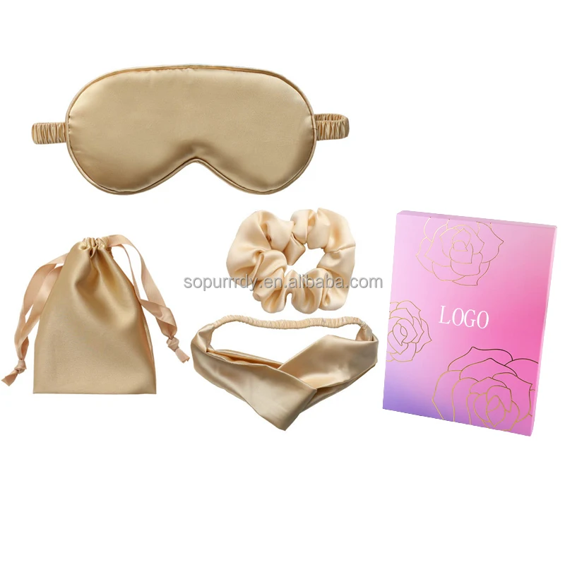 

Promotion Private Label Custom Logo Hotel Travel Wedding Gift Soft Silk Satin Eye Sleeping Mask With Drawstring Bag