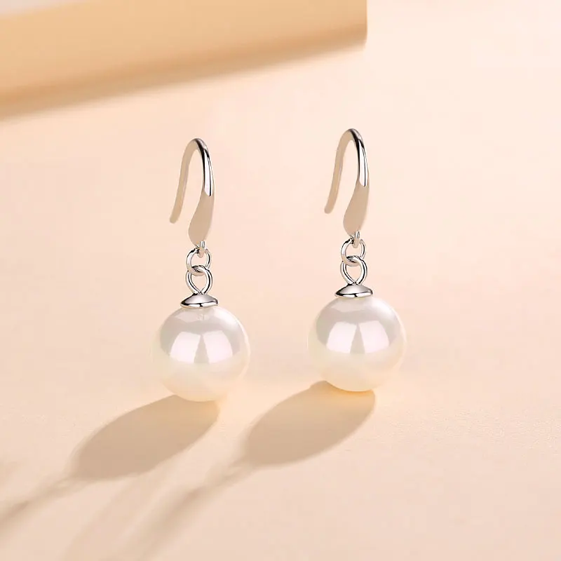 

Wholesale 2021 Fashion Trend Minimalist Design Charm Jewelry Dainty Dangle Pearl Drop 925 Sterling Silver Earring For Women