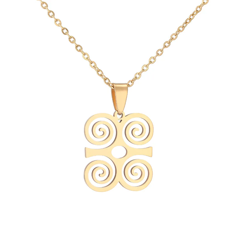 

Stainless Steel Egyptian Adinkra Symbol Pendant Necklace Vintage Jewelry Gold Silver Adinkra Gye Nyame Necklace For Unisex