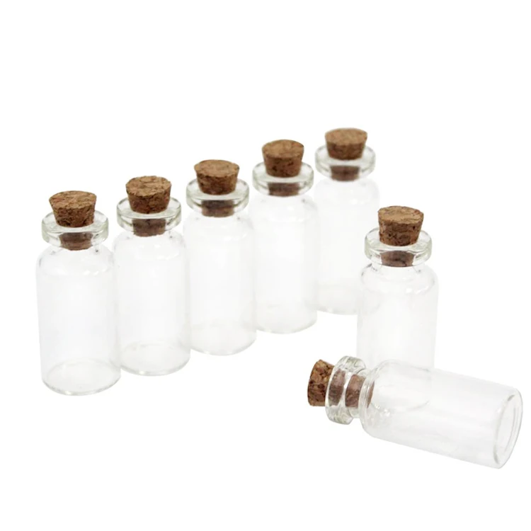 5ml 10ml 20ml Clear Cork Glass Tube Jar Bottles Mini Glass Bottle With