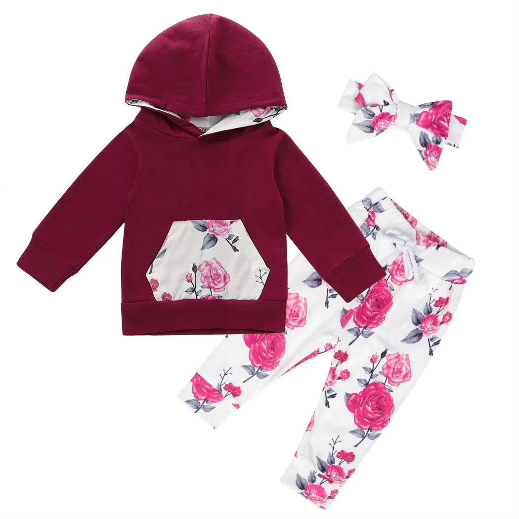 

Autumn Girls' Clothing Set Hooded Long Sleeve Sweater Printed Pants Suit Cotton Kids Clothes