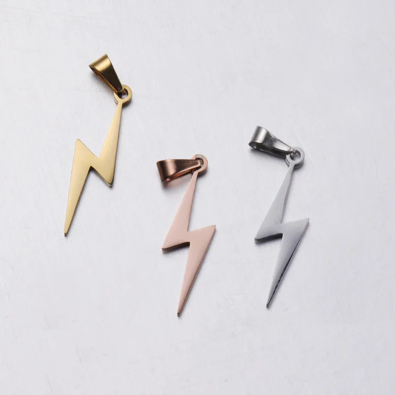 

Gold/Silver/Rose Gold Women DIY Jewelry Pendant Making Accessories Stainless Steel Lightning Shape Charm Pendant