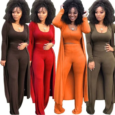 

New Trending Fall Winter Long Sleeves 2 Piece Pants Set Casual Outfit Plus Size Women Clothing, Customized color