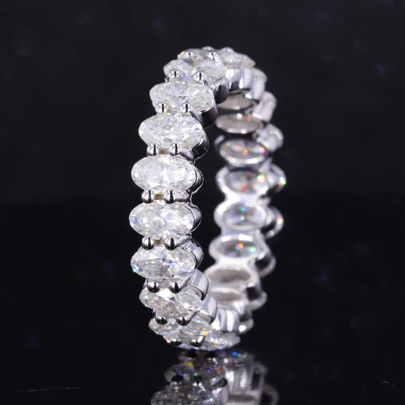 

starsgem wholesale diamond rings 14 karat gold 3x5mm oval cut moissanite full eternity silver engagement ring ring