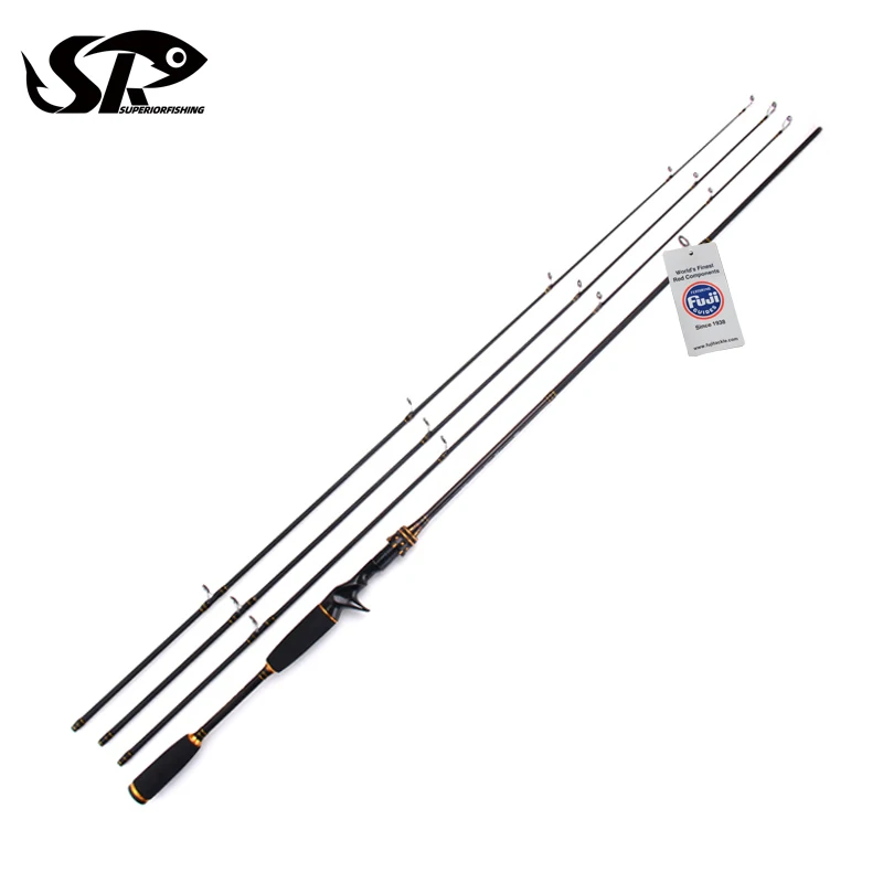 

SUPERIOR 2.1/2.4m 2 Section High Quality Casting Fishing Rod Fuji Guide Carbon Blank with 3 Tips, Black