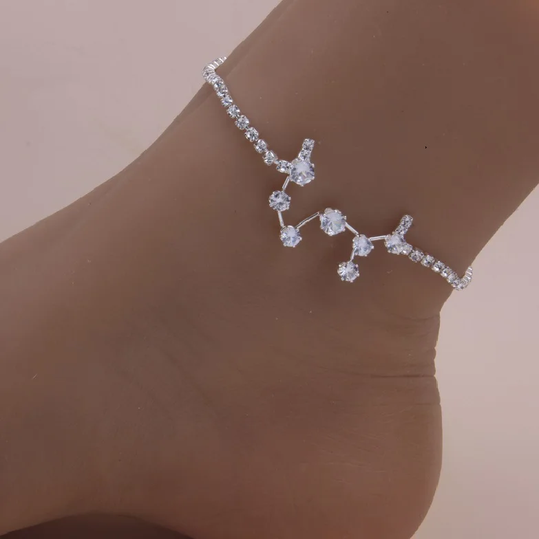 

Newest Popular Bling Cubic Zircon 12 Constellations Anklets Tennis Chain ZC 12 Zodiac Sign Charm Ankle Bracelet