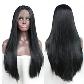 

thicker human hair 13x6 transparent lace straight front wig of natural color for ladies long virgin brazilian pre pluck lace wig