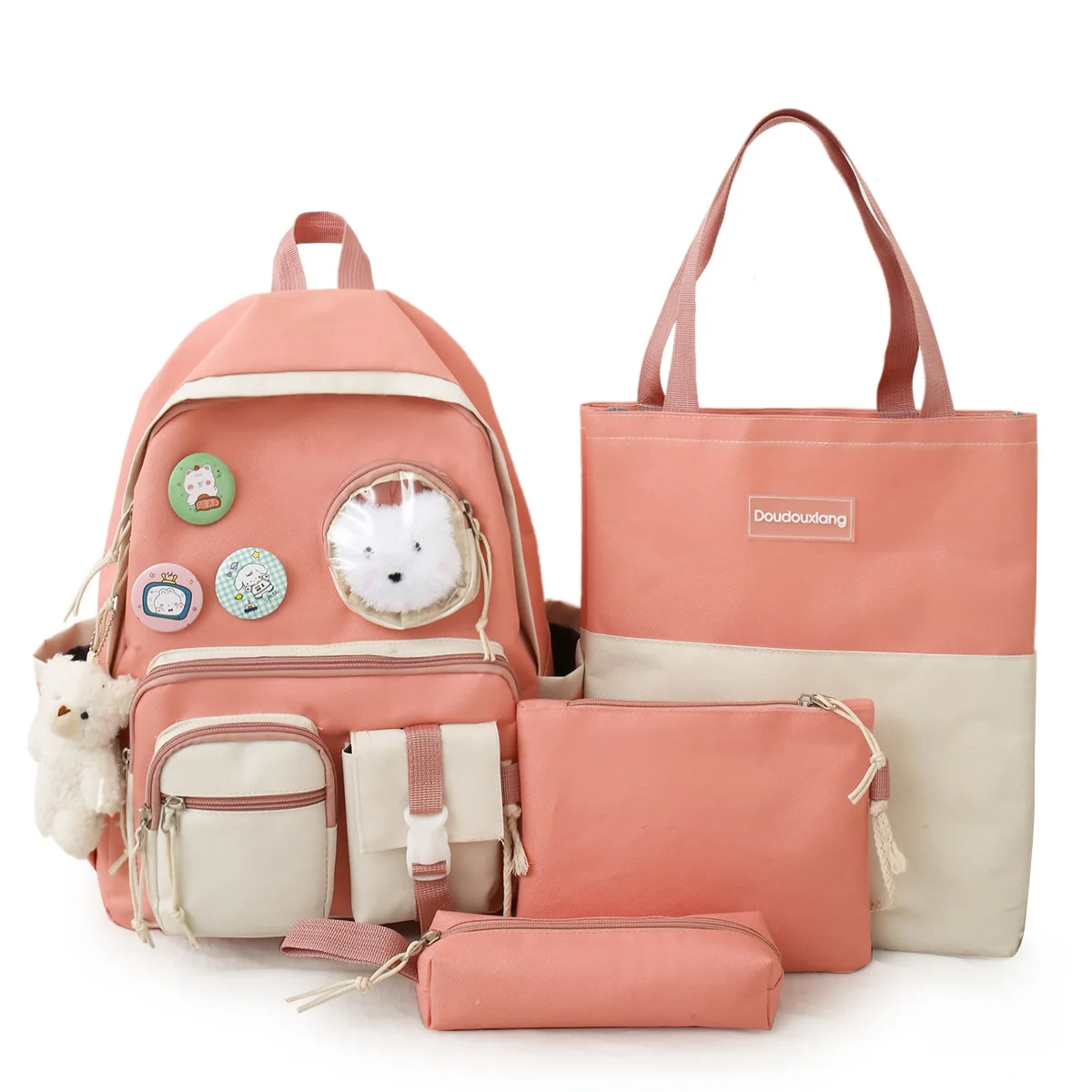 

1 set bag comfortable backpack teenager trending lovely 4 pieces gift shoulders Promotional 4 pcs cute Canvas girls