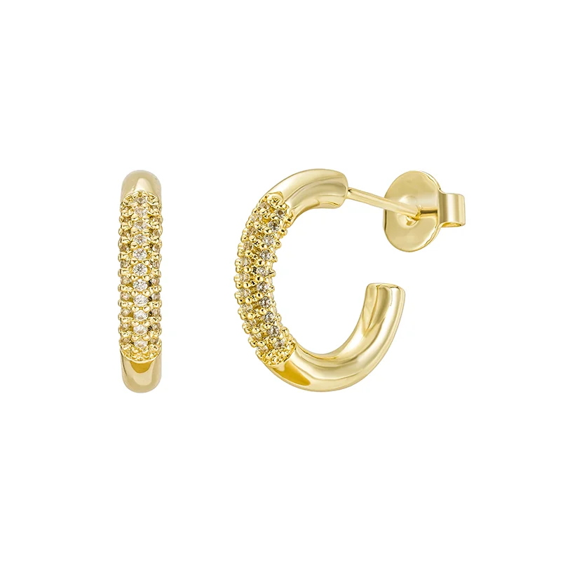 

Gemnel Custom Minimalist Jewelry Diamond Hoop 18K Gold Plated CZ Huggie hoop Earrings