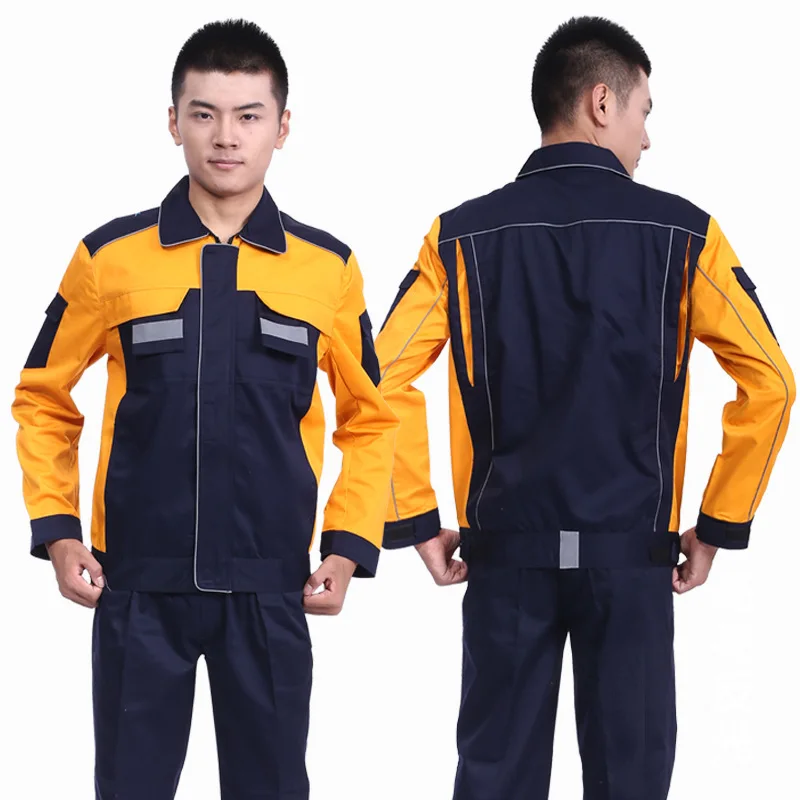 

Wear-resistant No pilling colorfast reflective for auto repair machinery safety workwear uniform, Navy blue