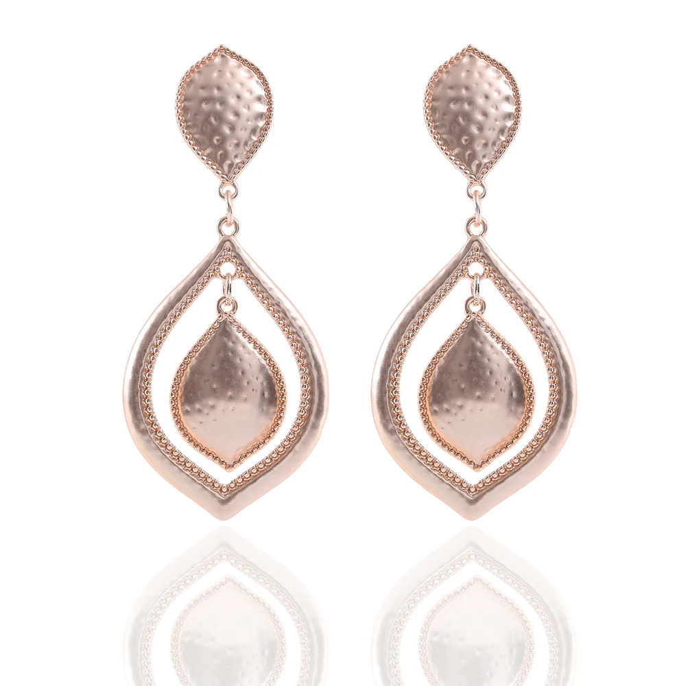 

European and American best-selling simple atmospheric earrings 2021 geometric drop scrub effect earrings jewelry