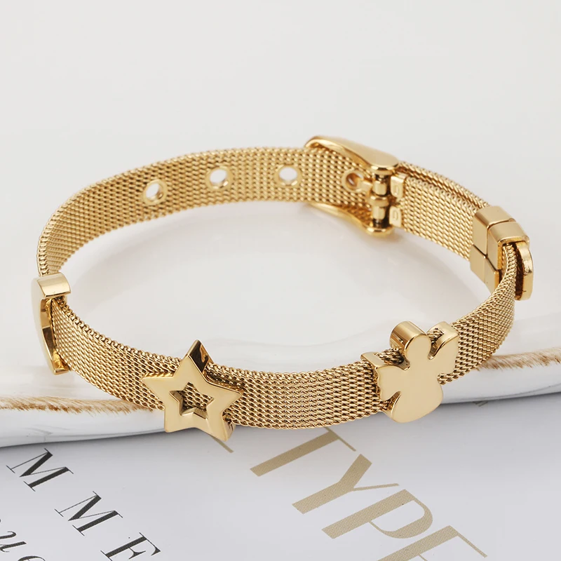 

Fashion Women Hollow Out Custom Five-pointed Star Tennis Men Stainless Steel Bracelet