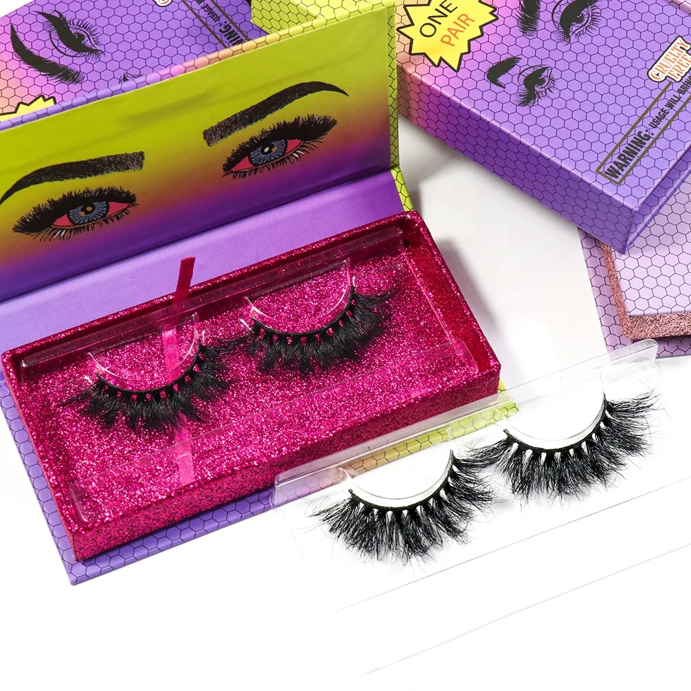 

Wholesale With Buttery Private Label Custom Lashes Box Natural 25MM 3D Human Fluffy Mink 3D Colored Eyelashes