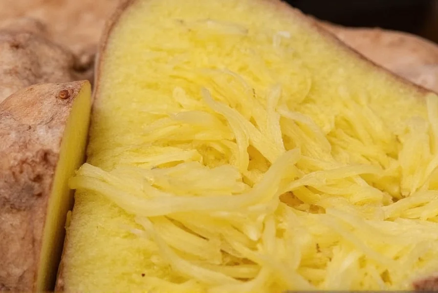 Close-up of fresh ginger root being sliced for tea preparation showing fibrous interior