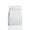 Stock product 1lb 500g 16oz matte white flat block box bottom coffee ziplock packaging bag with pocket zipper valve