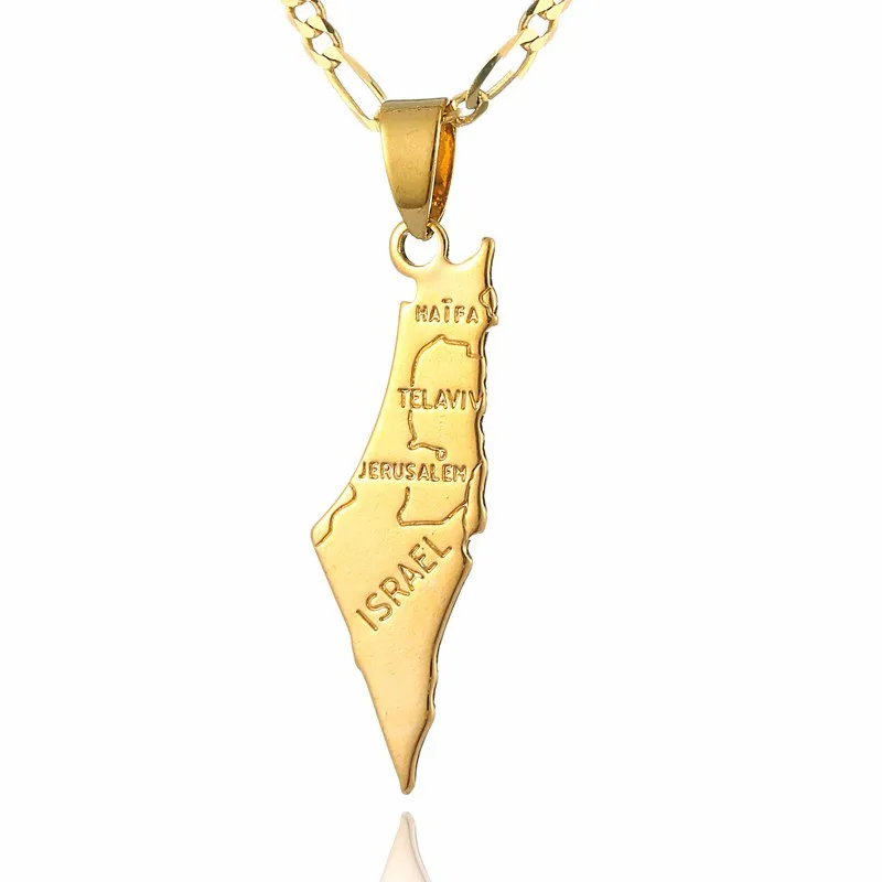 

Ethlyn Top Quality Gold Israel Map Pendant Necklace for Jewish Country Map Israel Symbol Jewelry P1