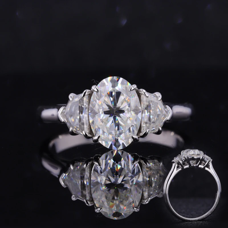 

Starsgem white solid gold 14k oval brilliant cut 2 carats moissanite engagement ring