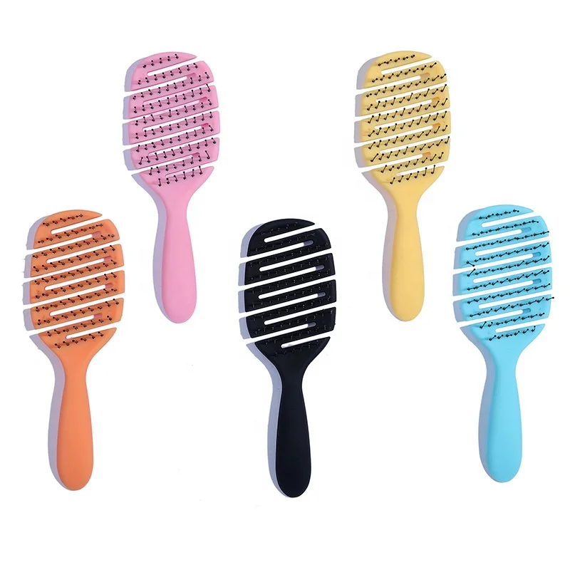 

Private Label Plastic Nylon Beauty Salon Incense-shaped Hollow Comb Curved Hair Styling Vent Hair Detangling Brush
