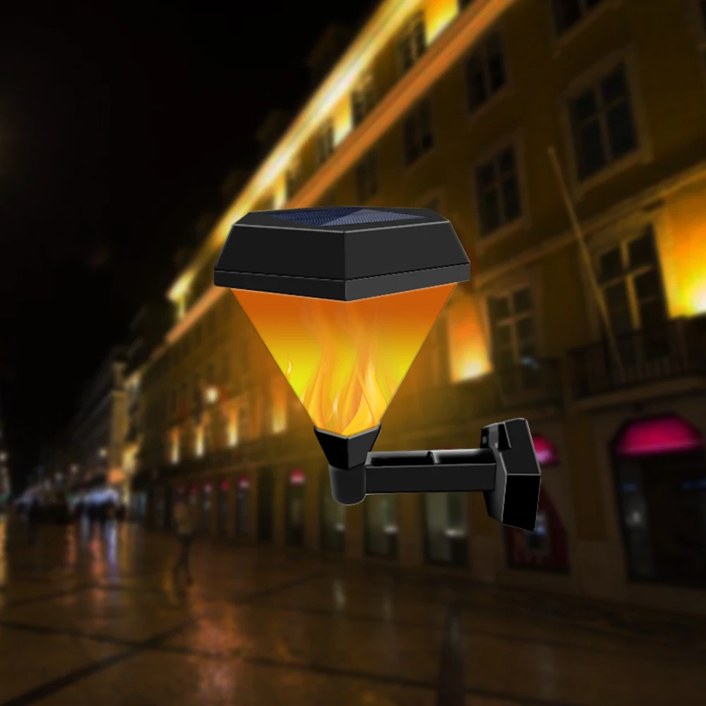 Hexagon Wireless Waterproof Solar Flicking Flame Wall Light Street Lamp