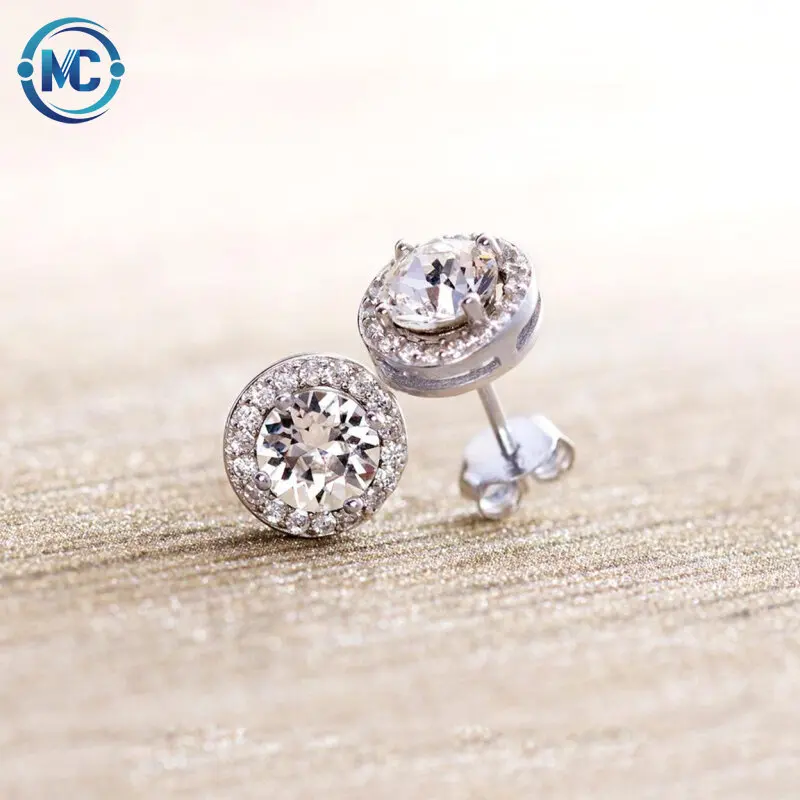 

2021 Fashion Square Round Zircon Women Small Stud Earrings With Clear Stone Silver Gold Rose Gold Color Girl Earring, Gold,rose gold,silver