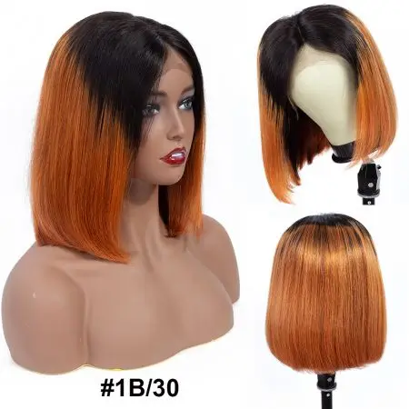 

1B/30 Cheap short curly Wet And Wavy 100% Swiss Lace Front Human Hair bob wigs