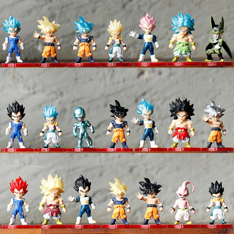 

21 Styles Cute Dragon Ball Z Anime Custom Mini Small Kids Collection Goku Gohan PVC Action Figures Toys Set