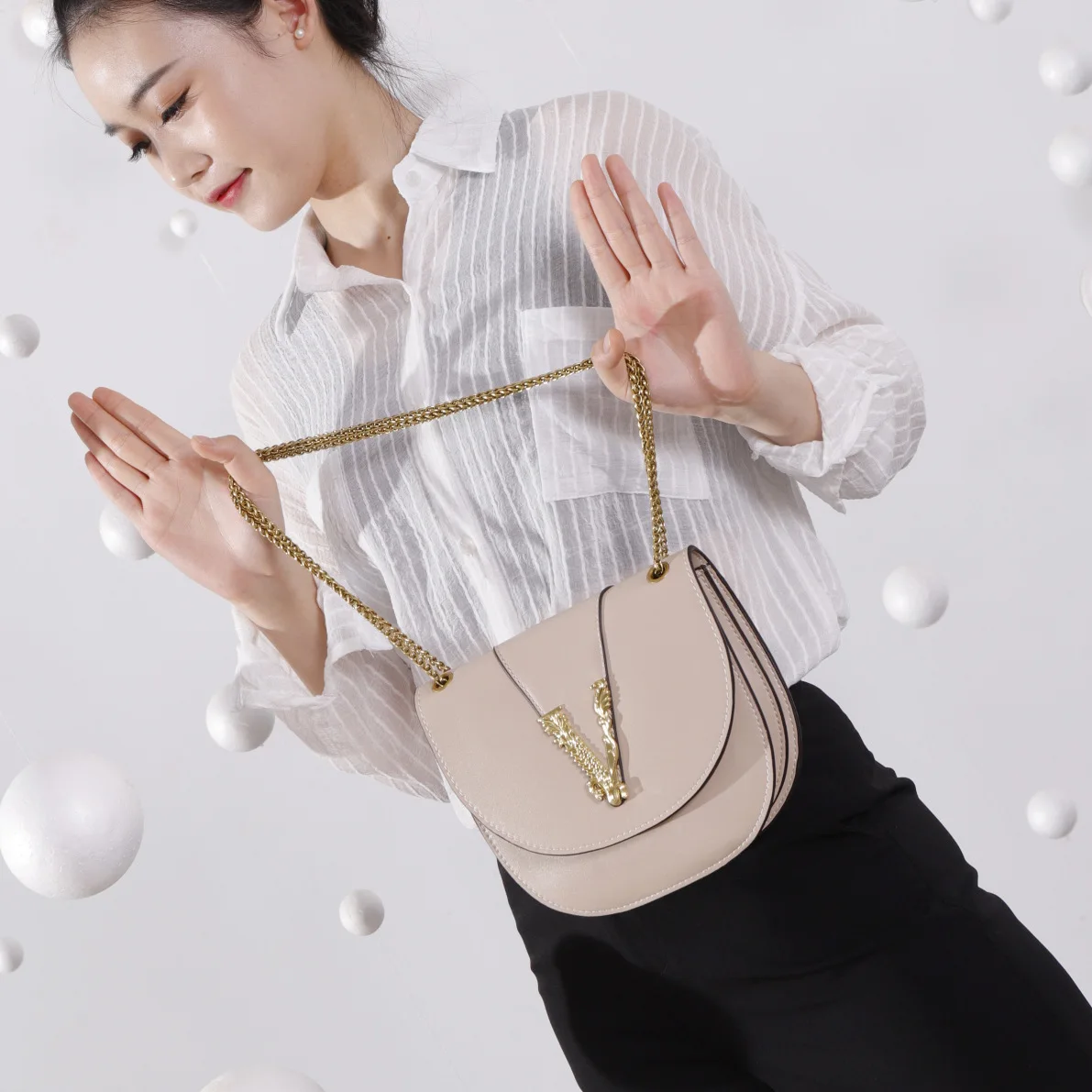 

2021PU Women's Bags Korean Edition Single Shoulder Cross Slap Chain Slap Bags