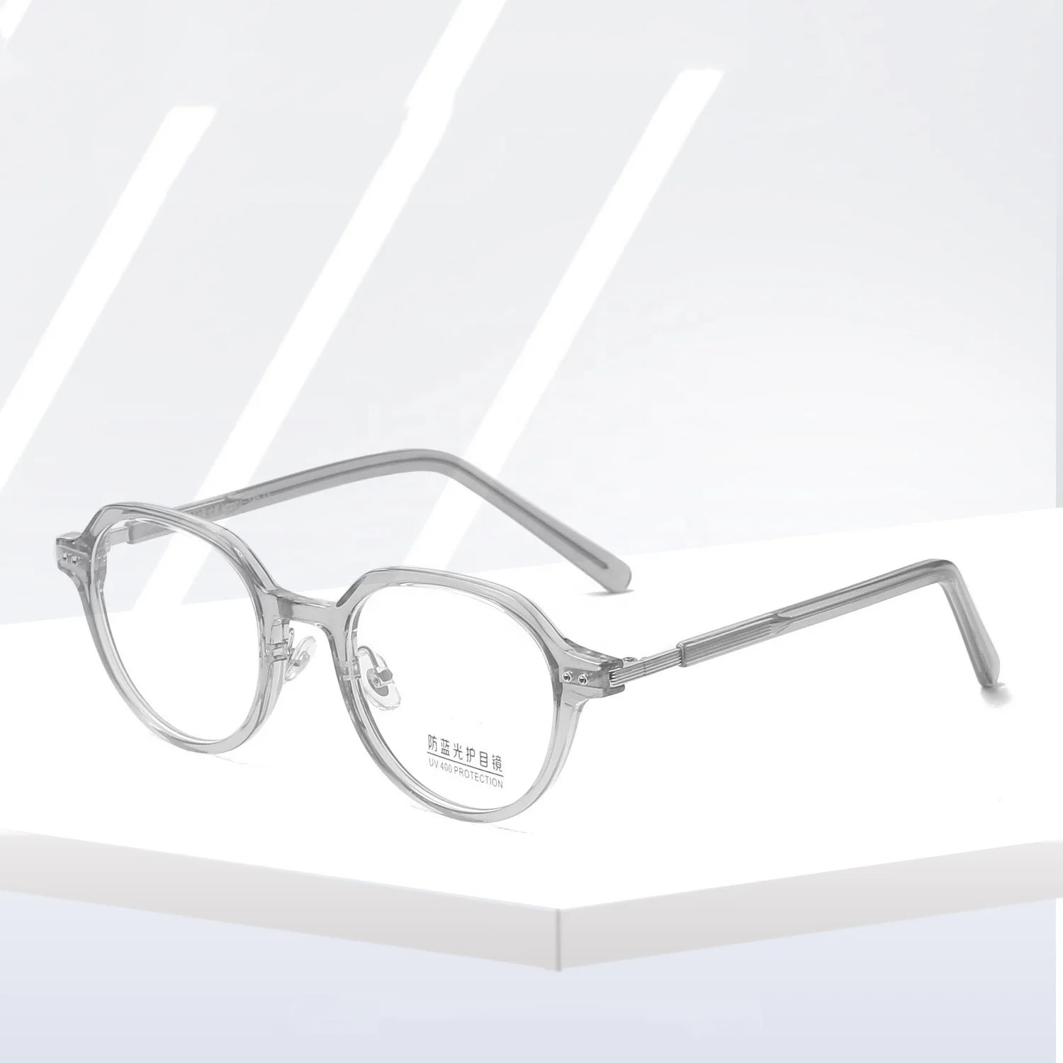 

Jiuling eyewear high quality acetate legs spring metal hinge plain spectacles polygon tr90 frame river glasses for all face, Mix color or custom colors