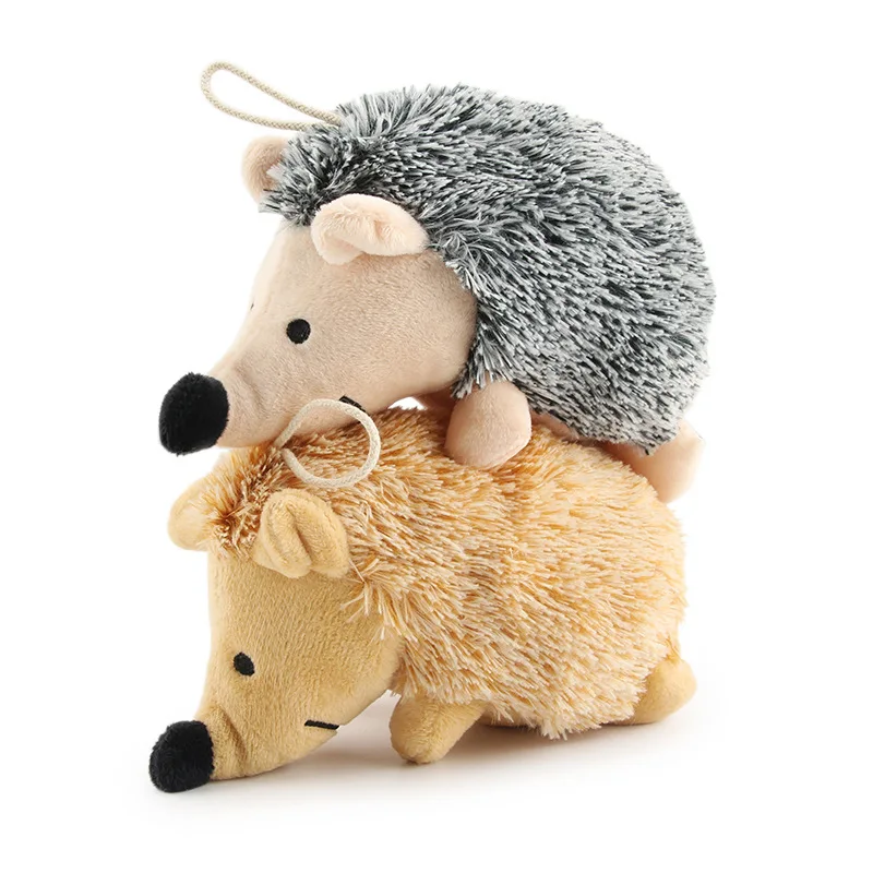 

Stuffed Plush Simulated Hedgehog Squeaky Chew Toy For Dogs, Black, brown