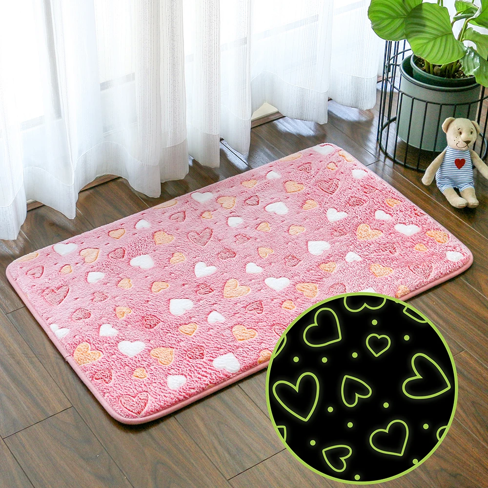 

Absorbent Mattress Is Safe Environmentally Friendly Comfortable Durable Bath Mat Love Pattern Flannel Pink Glow in The Dark, Please select an existing color