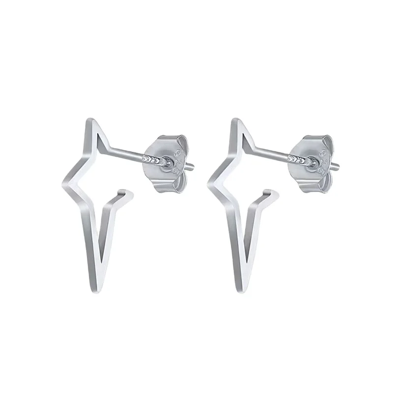 

Qings High Quality 925 Sterling Silver Women Simple Cross Star Jewelry Set Stud Earrings, Sliver