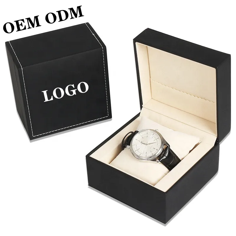 

China Manufacturers Oem PU Leather Watch Box Custom Logo Elegant Black Jewelry Box