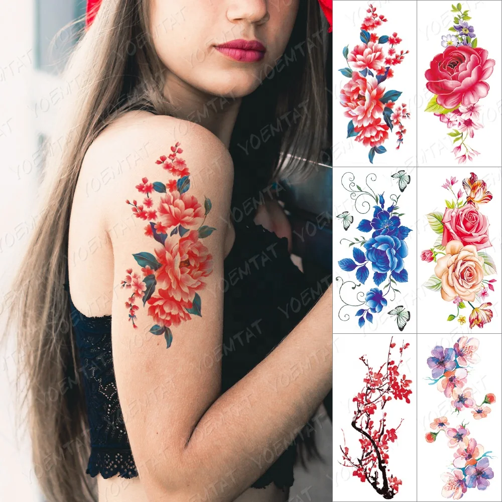 

Newest Flower Temporary Tattoo Body Art Arm Tatoo Sticker For Women, Cmyk