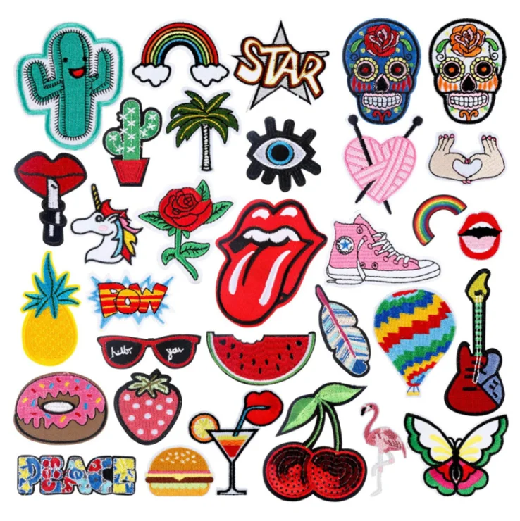 Biker Motorcycle Lip Football Hat Heart Diamond Soccer Animal Bee Band Custom Rose Flower Embroidered Badge Embroidery Patches