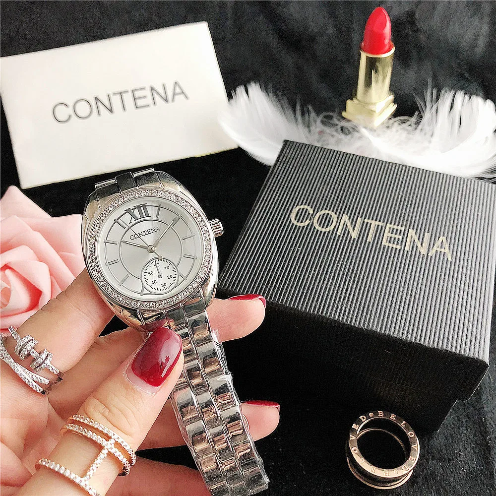

High Fashion Stylish stainless steel waterproof woman watch rose gold, As pic