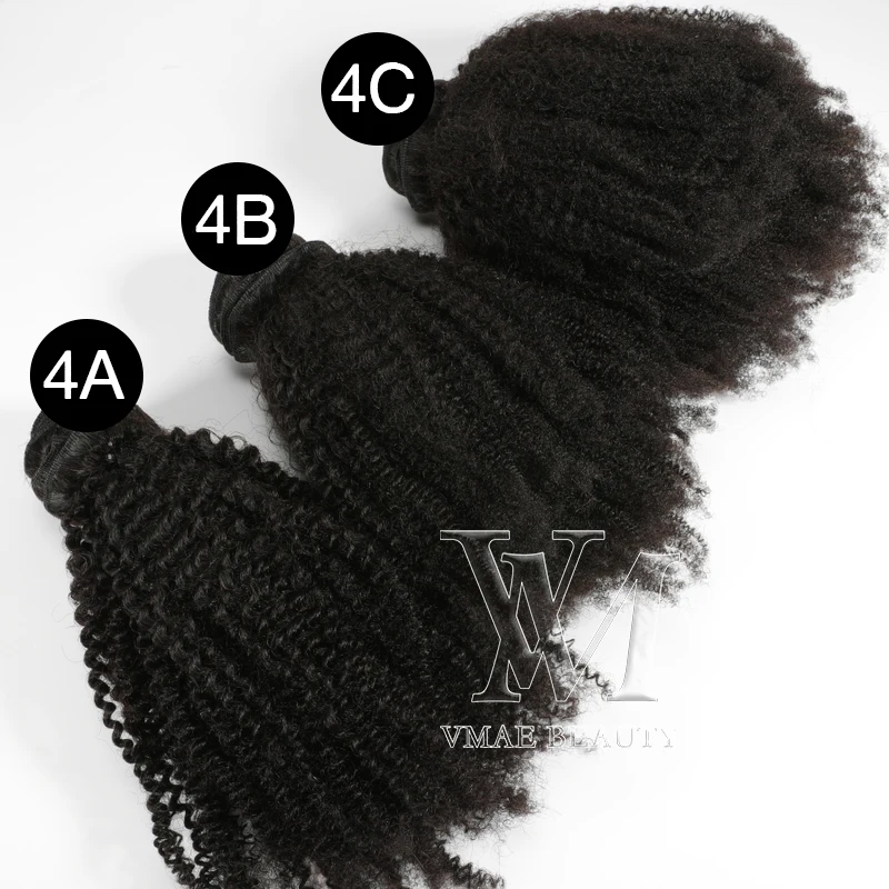 

VMAE Mongolian Unprocessed Raw Cuticle Aligned hair Weft Natural Black Afro Kinky Curly 3A 3B 3C 4A 4B 4C Human Hair Extensions
