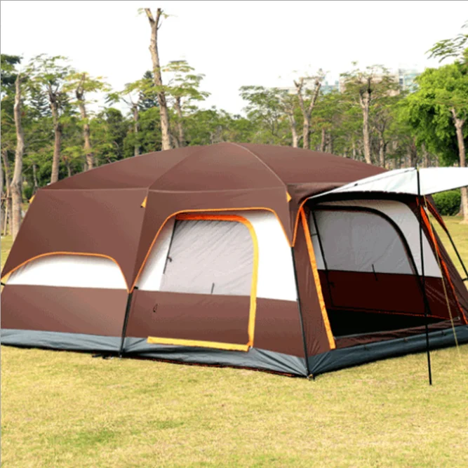 

Portable camping trailer tent waterproof outdoor camping family 8-12 people two-bedroom and one-living camping tent, Blue/dark green/orange/coffee