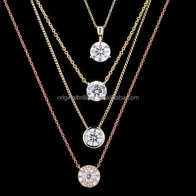

Starsgem 1CT Solitaire Diamond Chain S925 Silver 14K 18K Solid Gold Necklace Moissanite Pendant