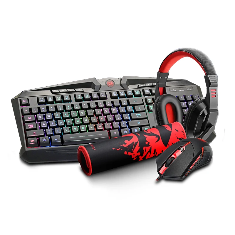 

Perfect Match S101-BA Wired RGB Backlit Keyboard 3200 DPI Mouse Headset Mousepad Gaming Combo