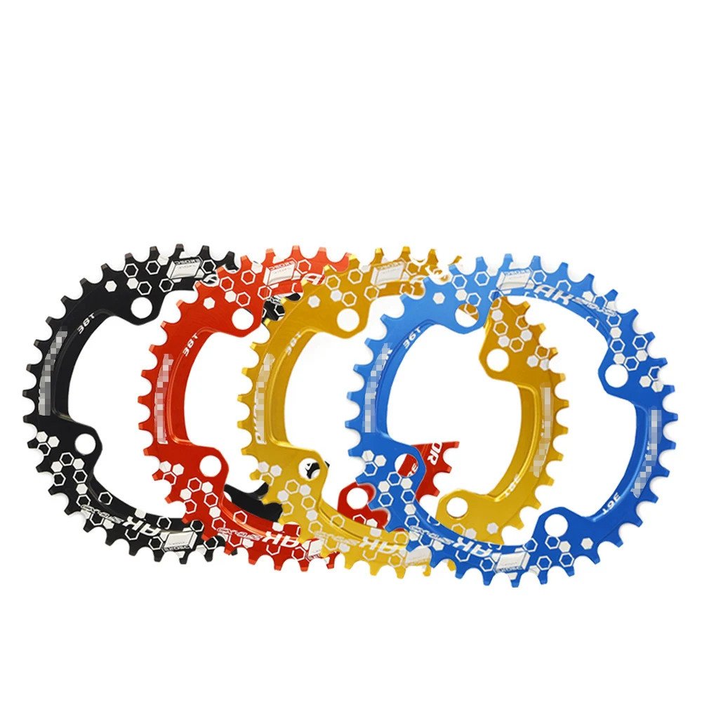 

bicycle chain ring 104BCD 32T 34T 36T 38T Chain Wheel MTB black red blue Narrow Wide Bike Chainwheel Chainring, Blue, black, red, gold