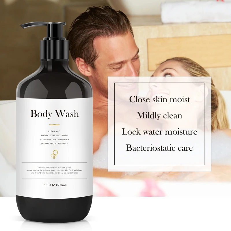 Private Label 500ml Organic Natural Bubble Bath Men Shower Gel Body