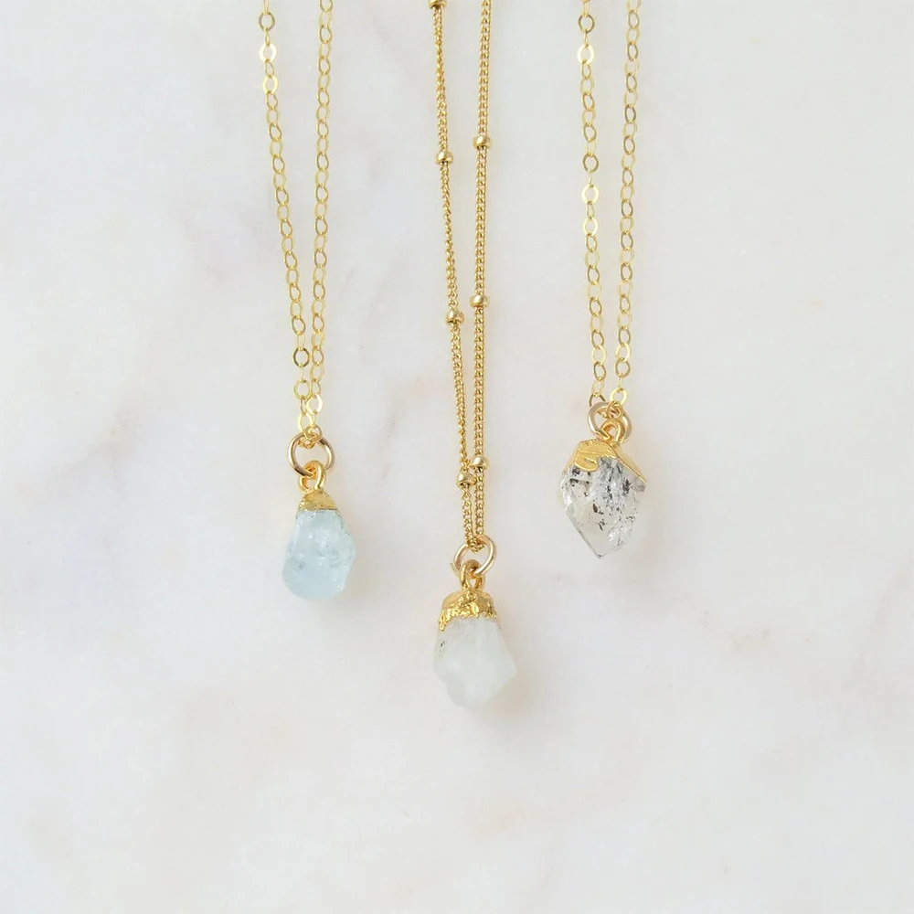 

Boho Personalized Gift for Women Raw Birthstone Crystal Personalized Necklaces Gemstone Jewelry