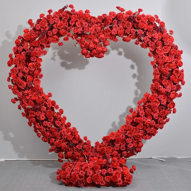 New Design Flower Arch Artificial Heart Flowers Backdrop Arch for Wedding Decoration